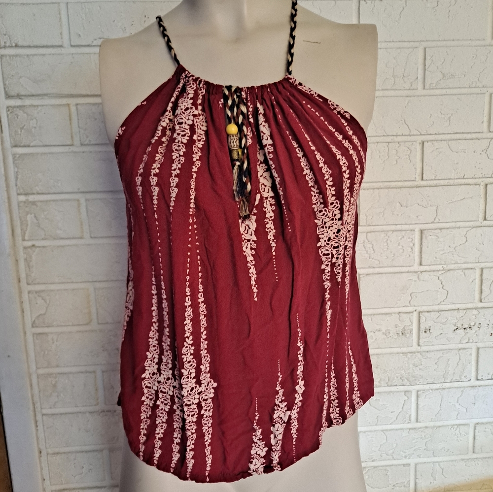Boho red flowy top